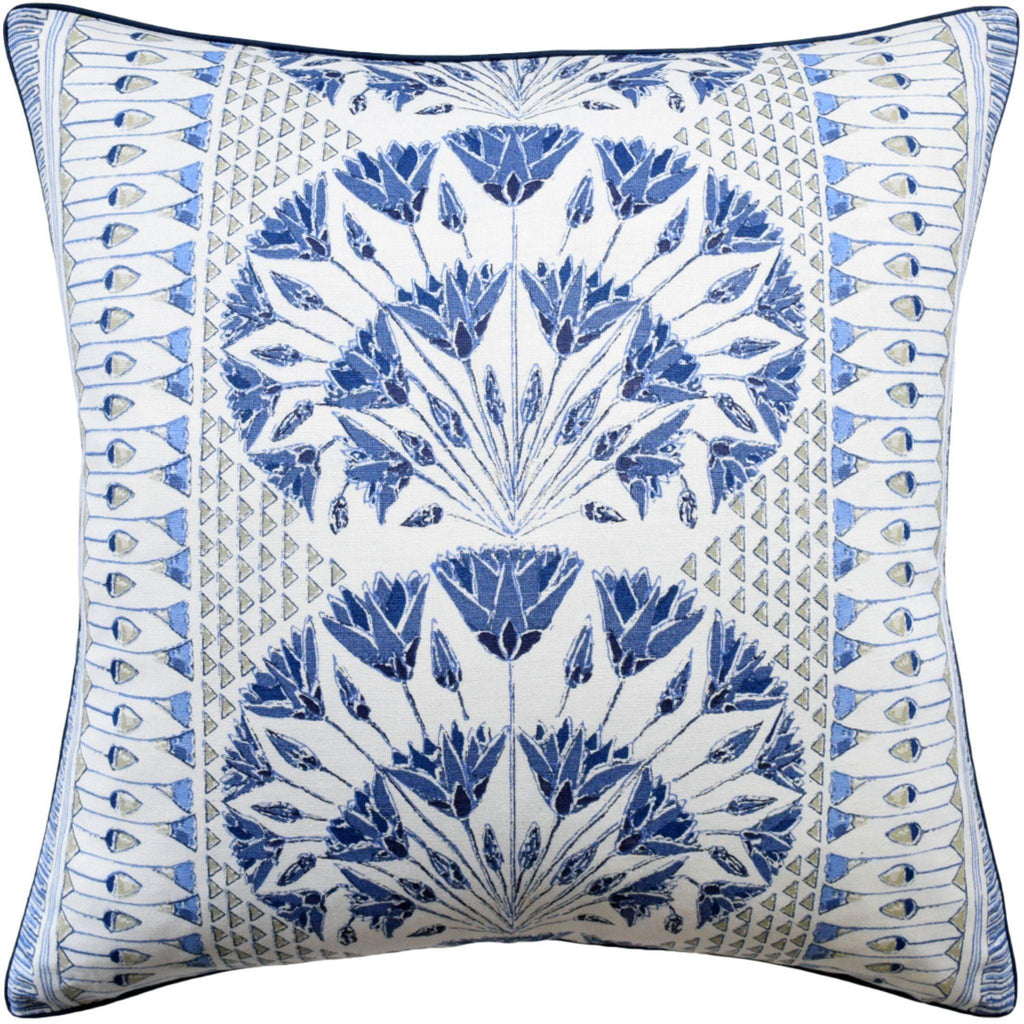 Cairo Square Decorative Pillow in Navy Blue and White - Pillows - The Well Appointed House