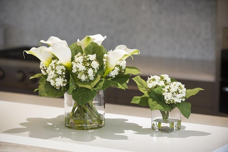 Calla Lily & Hydrangea White Buds Arrangement in Clear Cylinder Vase - Florals & Greenery - The Well Appointed House