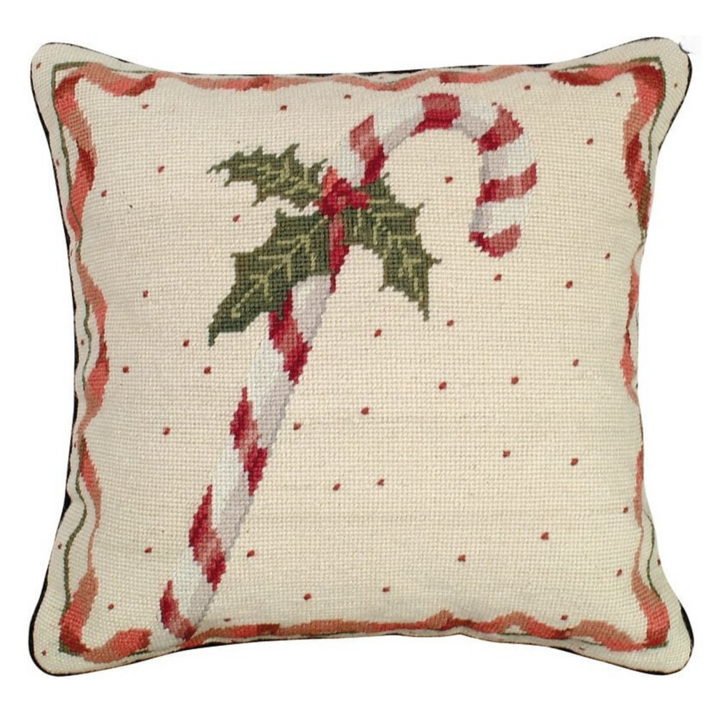 Hand Stitched Candy Cane Christmas Throw Pillow - The Well Appointed House