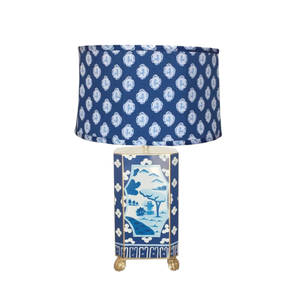 Canton in Blue Lamp with Blue Bellamy Shade - Table Lamps - The Well Appointed House