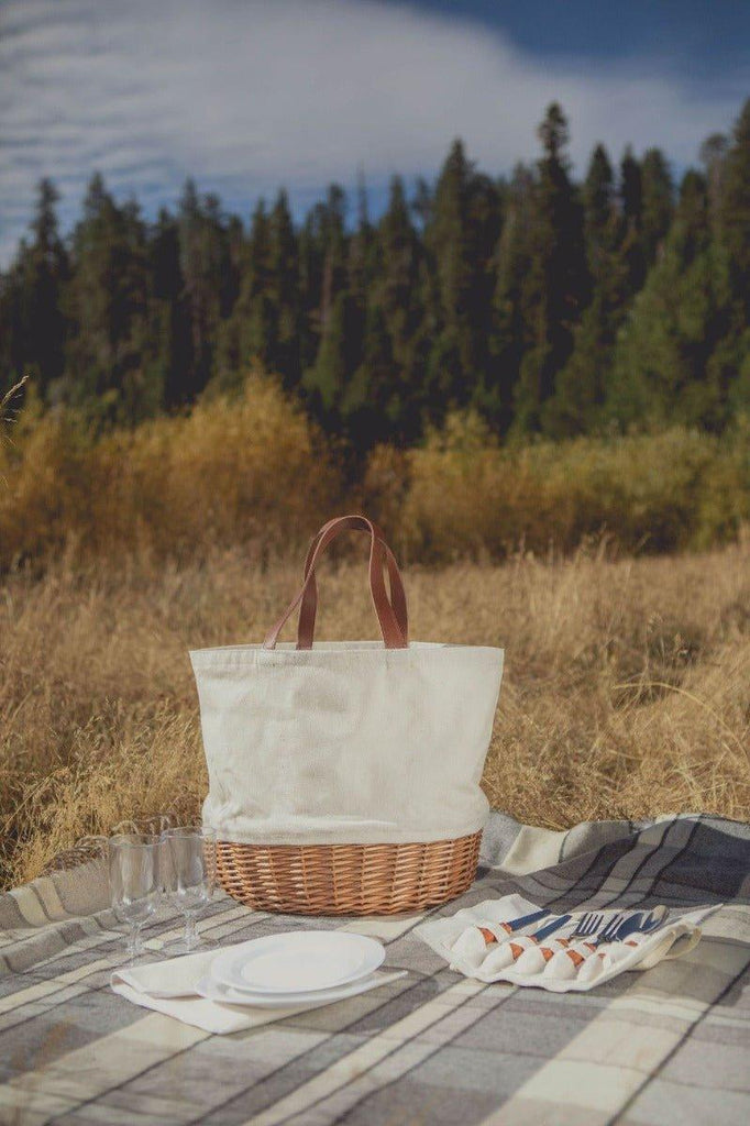 Canvas & Wicker Picnic Bag - Available in 3 Color Patterns - Picnic Baskets & Accessories - The Well Appointed House