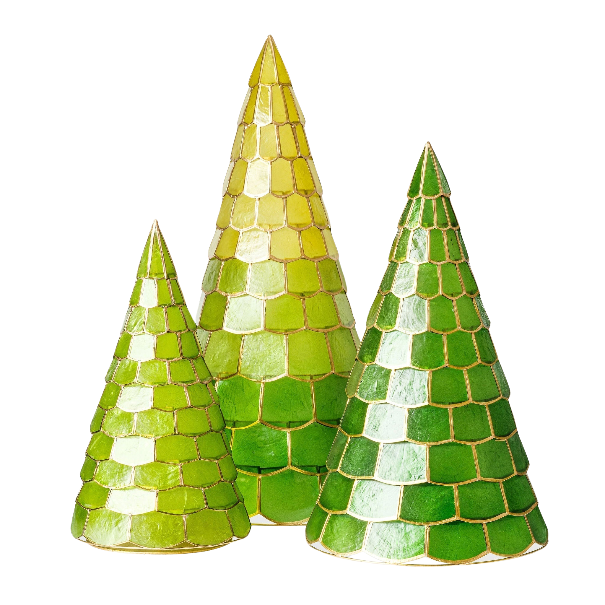 Capiz Shell Tree Capiz Shell Decorative Christmas Trees, Set of Three, Green – The Well ...