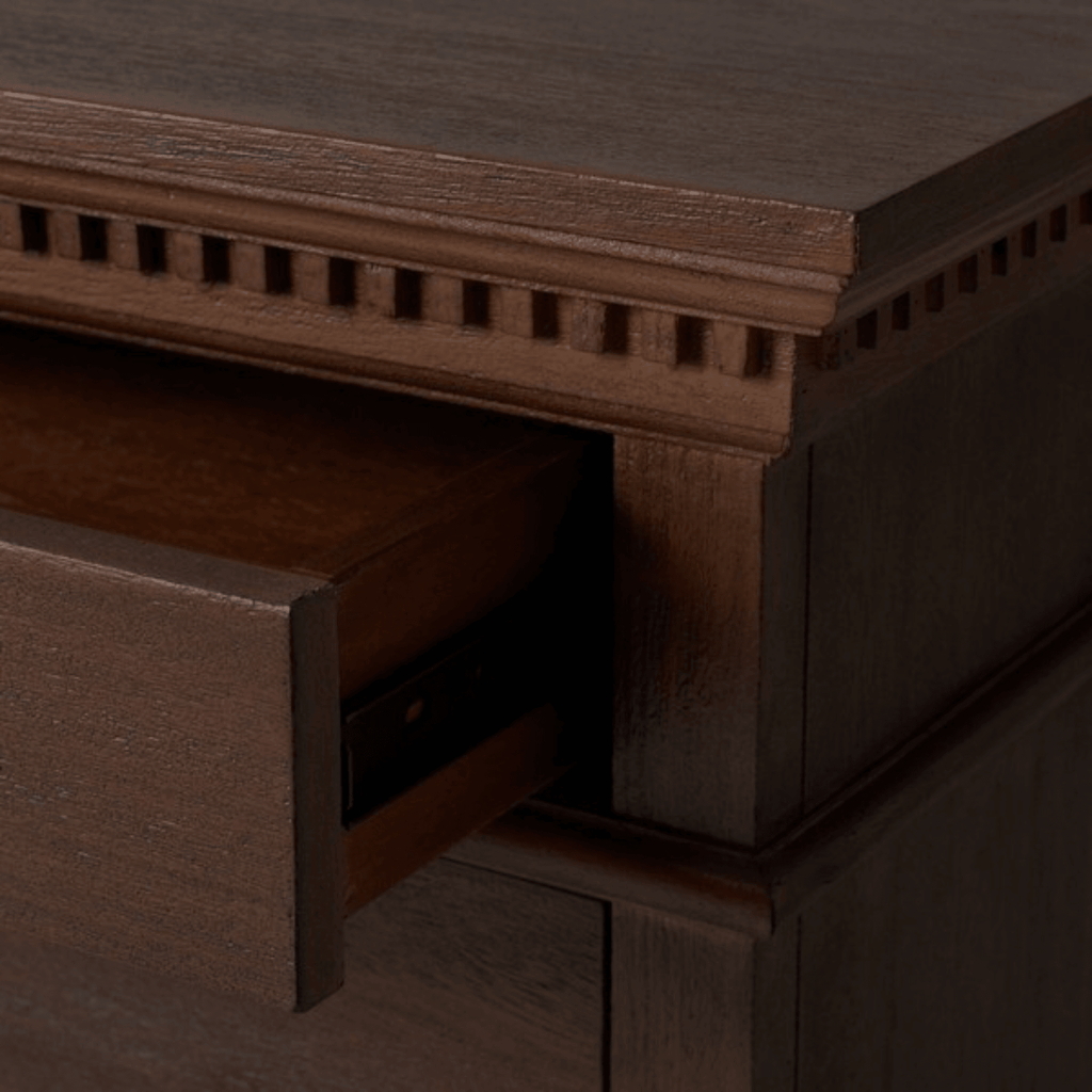 Carved Three Drawer Mahogany Nightstand - Nightstands & Chests - The Well Appointed House