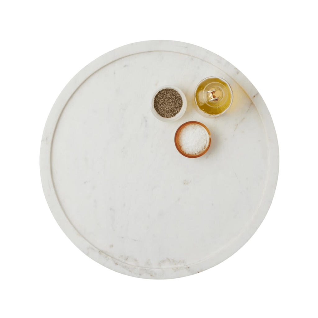Carved White Marble Lazy Susan - Kitchen Accents - The Well Appointed House
