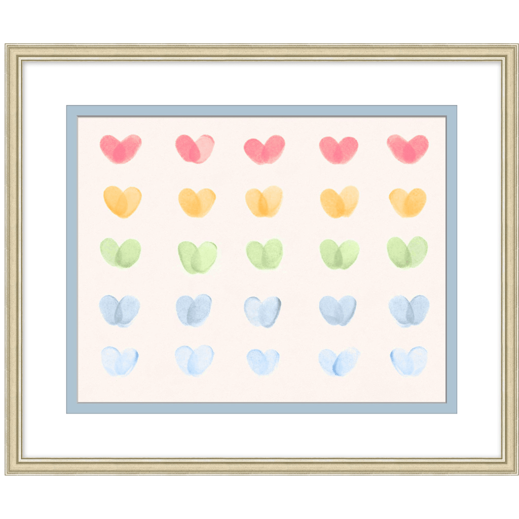 Cascading Rainbow Hearts Framed Wall Art - Paintings - The Well Appointed House