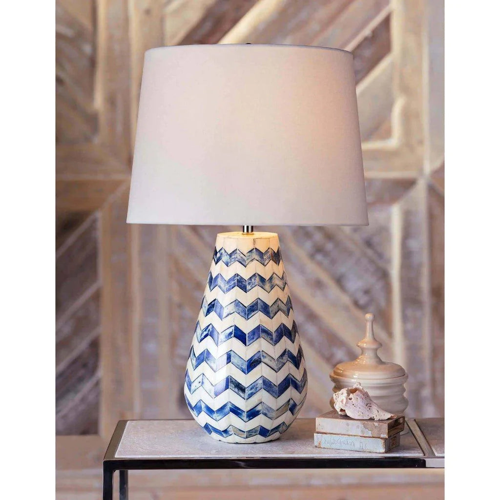 Cassia Chevron Table Lamp (Blue) - Table Lamps - The Well Appointed House