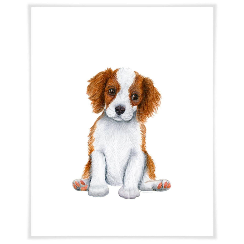 Cavalier Pup Portrait Paper Art Print - Little Loves Art - The Well Appointed House