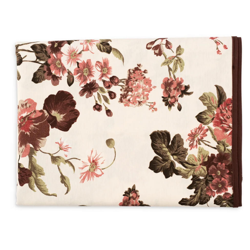 Mauve & Brown Floral Tablecloth - The Well Appointed House