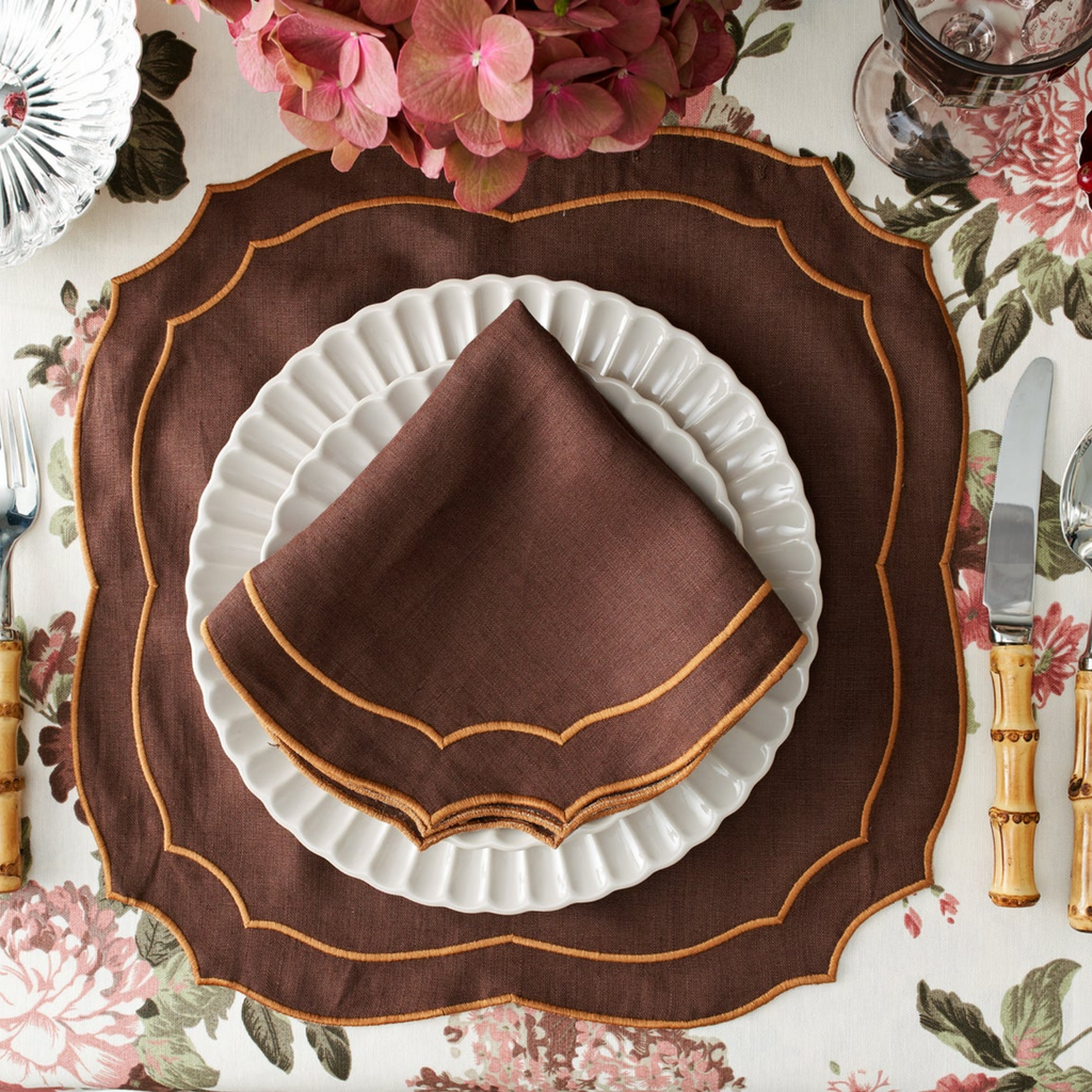 Mauve & Brown Floral Tablecloth - The Well Appointed House