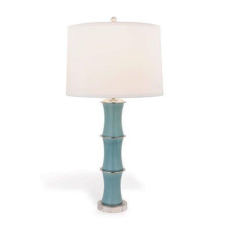 Celadon Porcelain Table Lamp With Solid Brass Bamboo Design - Table Lamps - The Well Appointed House