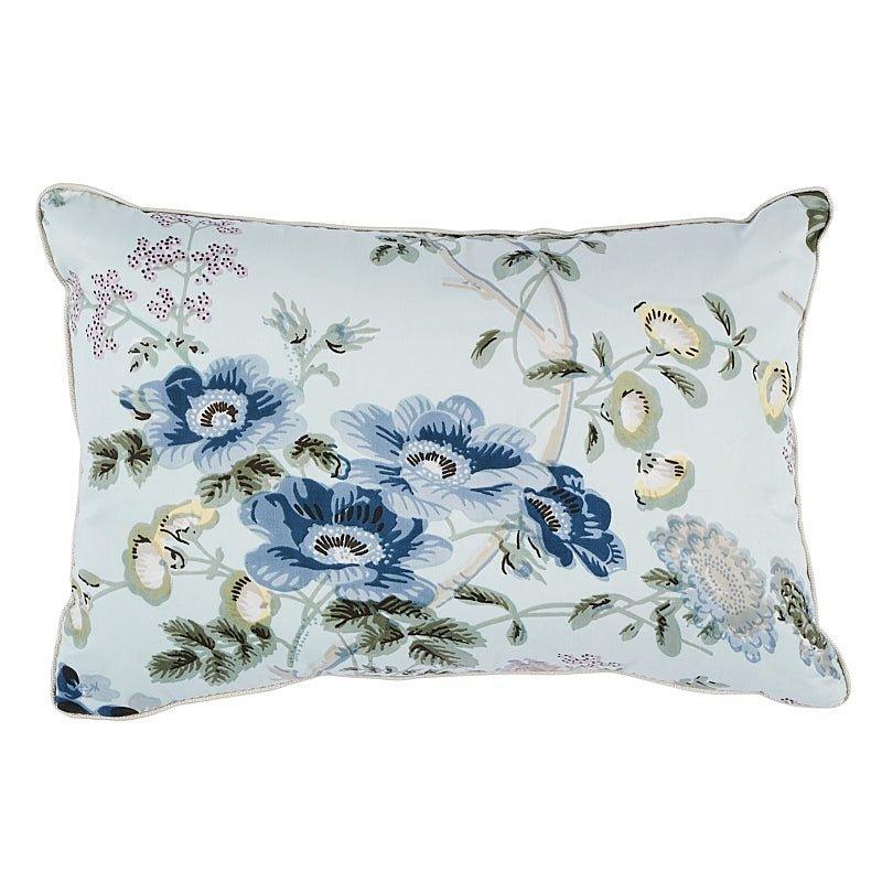 Celadon Salisbury Rose Chintz Cotton Lumbar Throw Pillow - Pillows - The Well Appointed House