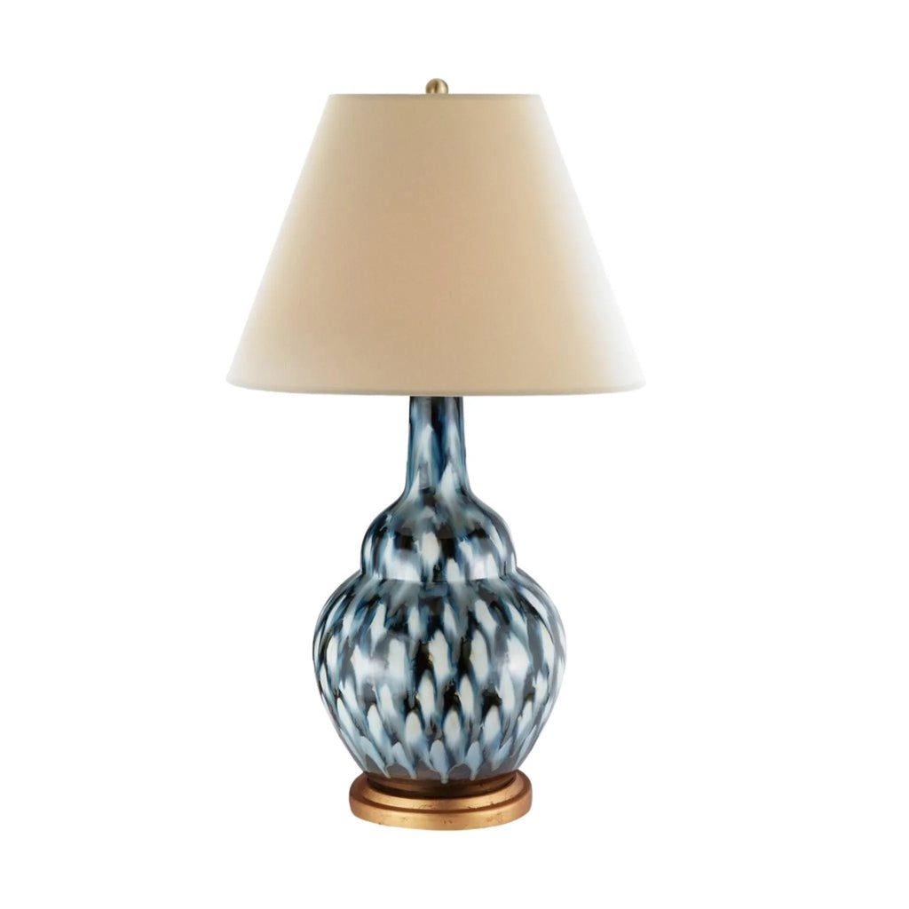 Ceramic Pheasant Feather Lamp in Blue - Table Lamps - The Well Appointed House