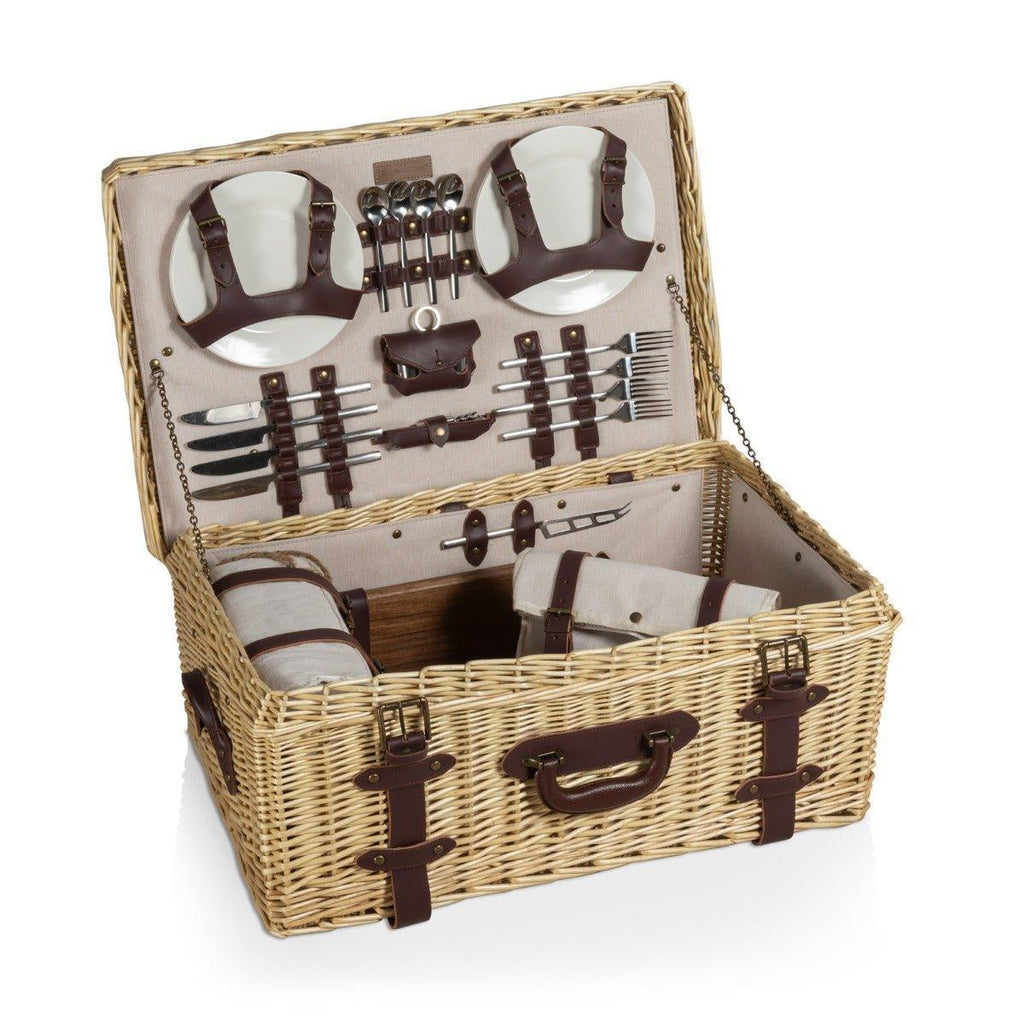 Charming Wicker Picnic Basket for 4 - Picnic Baskets & Accessories - The Well Appointed House