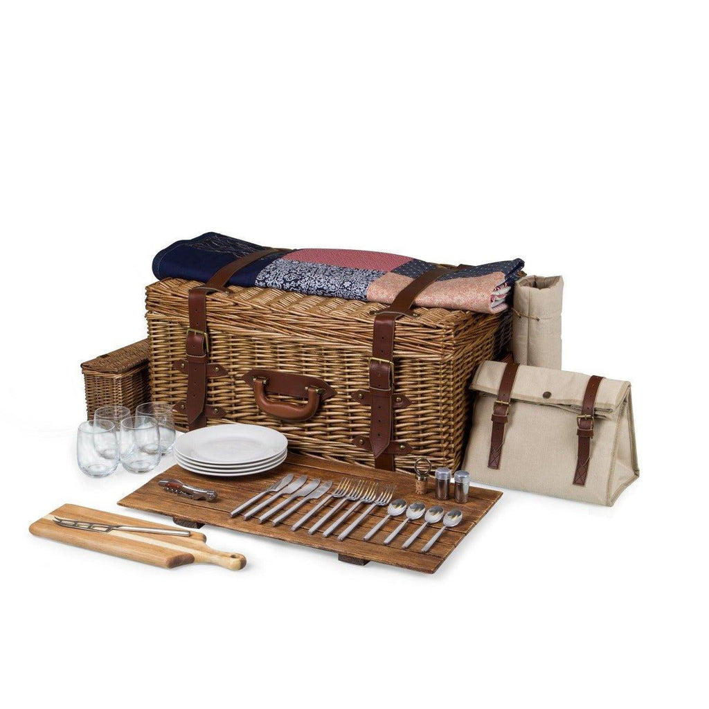Charming Wicker Picnic Basket for 4 - Picnic Baskets & Accessories - The Well Appointed House