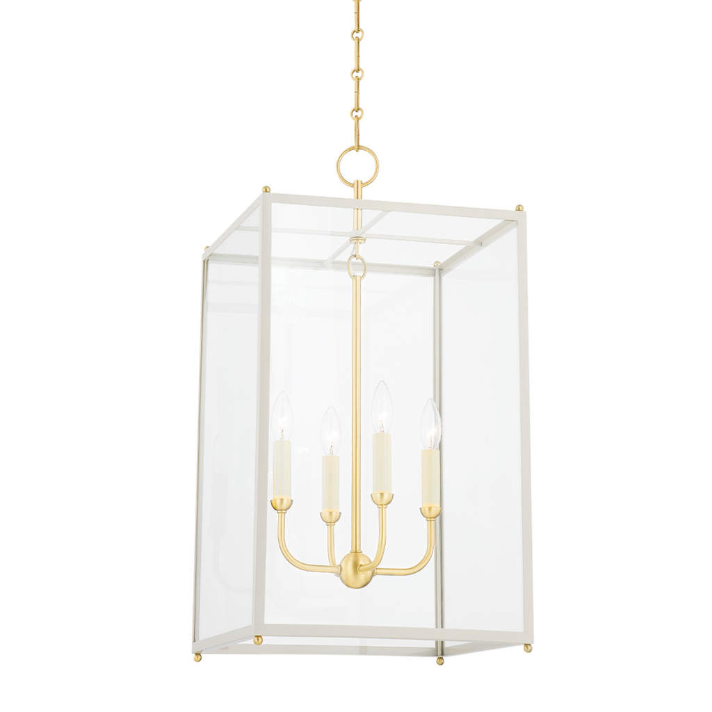 Chaselton Off White & Aged Brass Lantern Chandelier  - The Well Appoiinted House