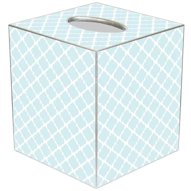 Chelsea Light Blue Decoupage Wastebasket and Optional Tissue Box Cover - Wastebasket Sets - The Well Appointed House
