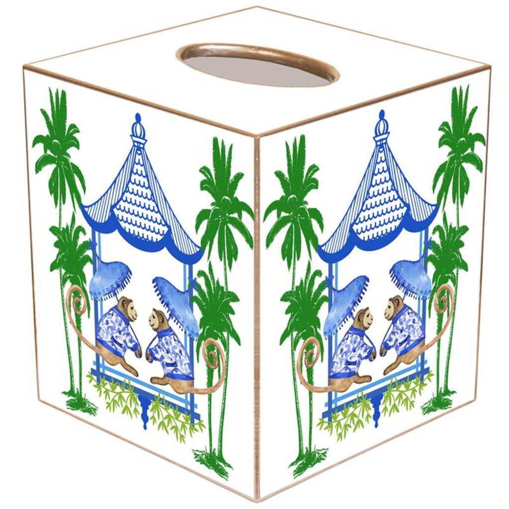 Chic Monkey with Palms Wastepaper Basket and Optional Tissue Box Cover - Wastebasket - The Well Appointed House
