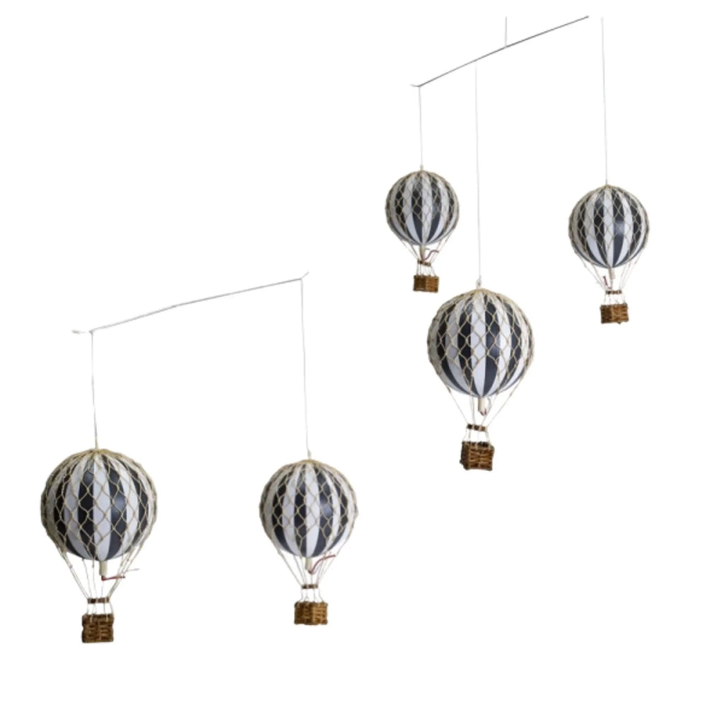 Children's 5 Black & White Hot Air Balloons Hanging Mobile - Little Loves Decor - The Well Appointed House