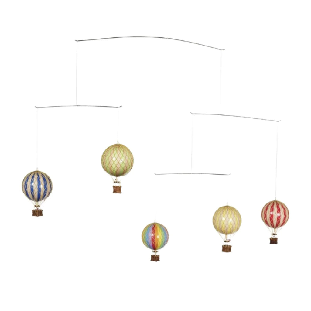 Children's 5 Colorful Striped Hot Air Balloons Hanging Mobile - Little Loves Decor - The Well Appointed House