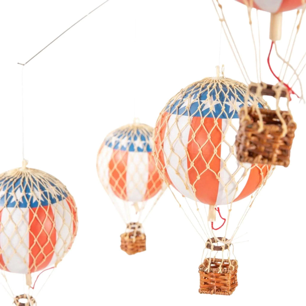 Children's Americana 5 Red, White & Blue Hot Air Balloons Hanging Mobile - Little Loves Decor - The Well Appointed House