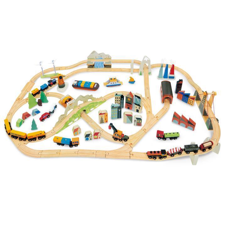 Children's Wooden Mountain View Train Set - Little Loves Toy Train & Track Sets - The Well Appointed House