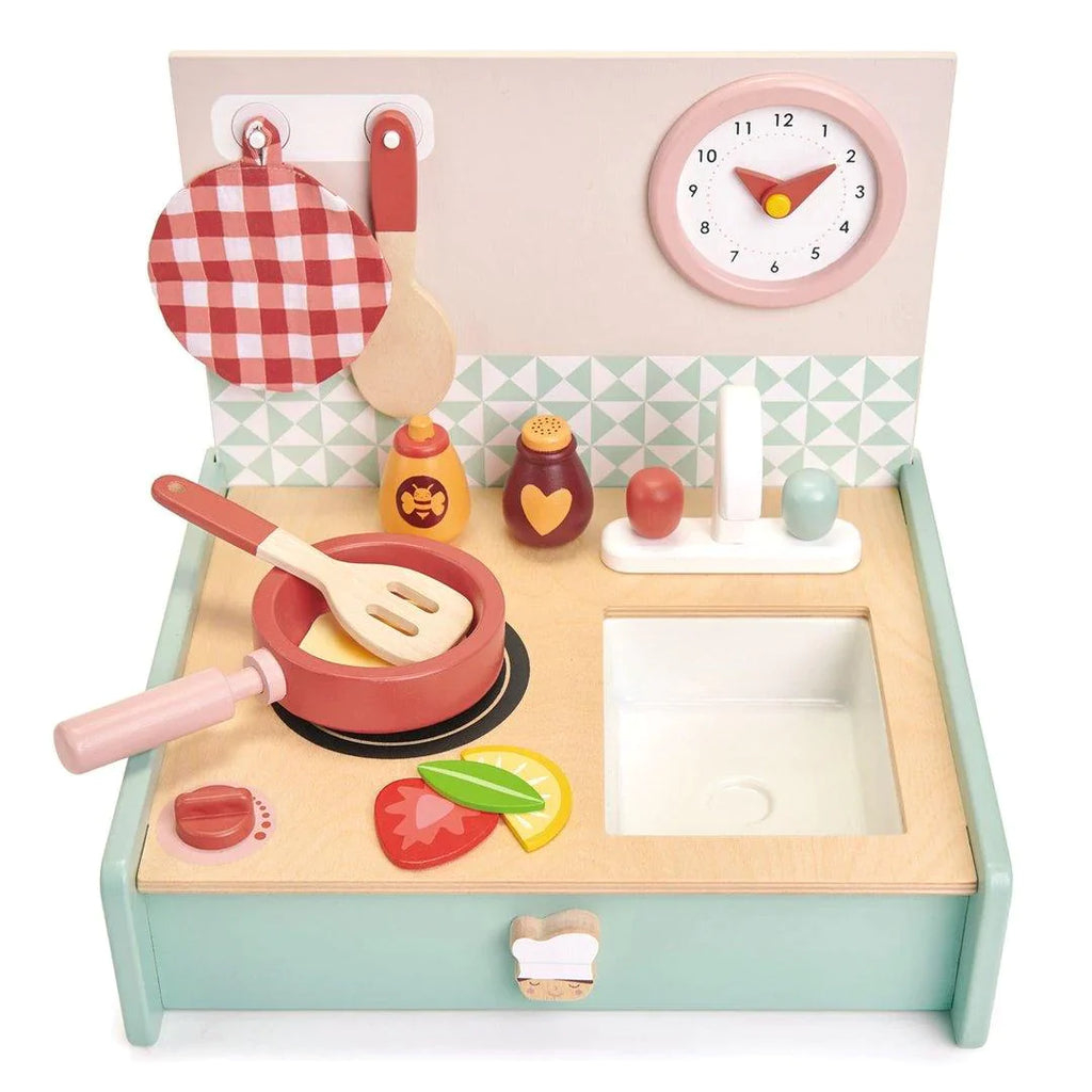 Children's Wooden Pretend Play Kitchenette - Little Loves Kitchens Food & Kids Grocery - The Well Appointed House