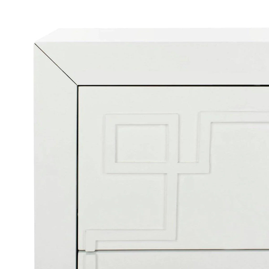 Chinoiserie Style Three Drawer Chest in White and Gold - Dressers & Armoires - The Well Appointed House