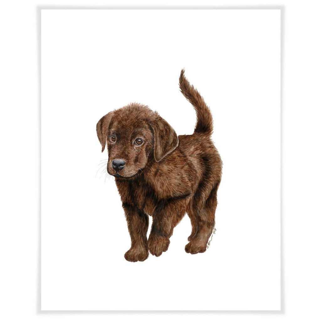 Chocolate Labrador Pup Paper Art Print - Little Loves Art - The Well Appointed House