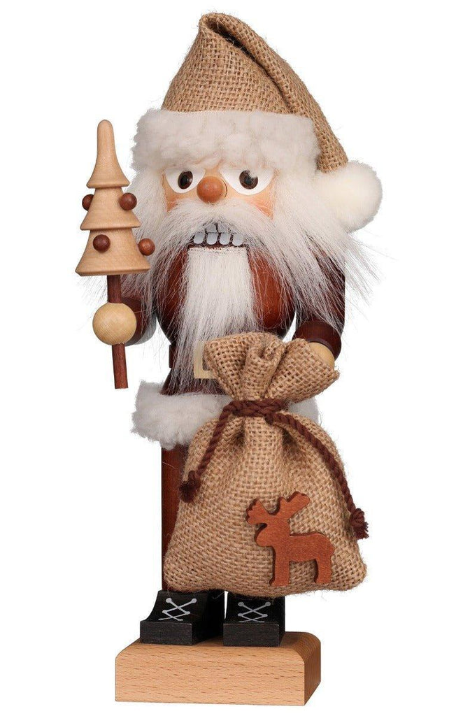Christian Ulbricht Natural Wood Santa with Tree and Gift Bag German Nutcracker Christmas Decoration - Christmas Decor - The Well Appointed House