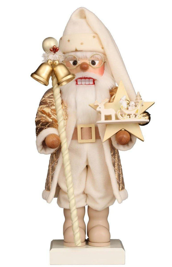 Christian Ulbricht Premium Golden Dreams Santa With Bell Walking Staff Nutcracker Christmas Decoration - Christmas Decor - The Well Appointed House