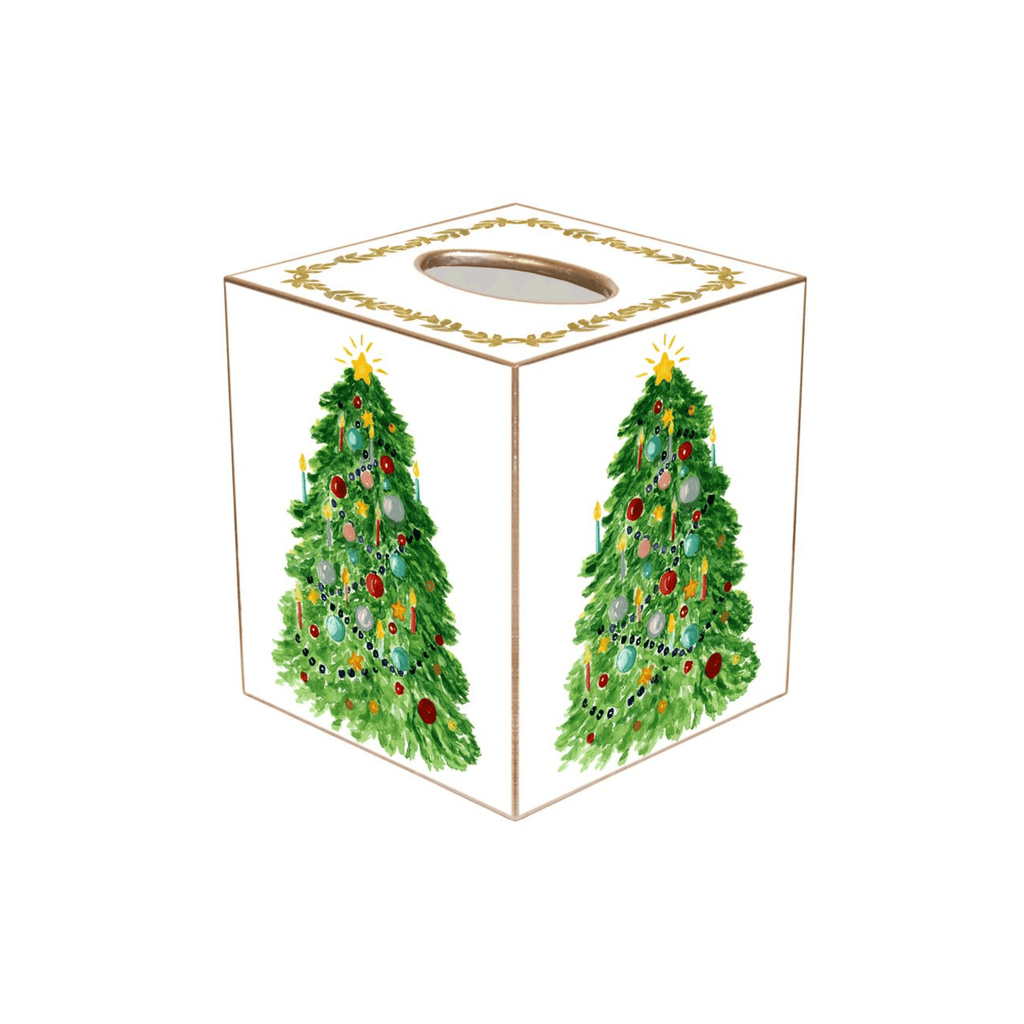 Christmas Tree with Star Wastepaper Basket and Optional Tissue Box Cover - Christmas Decor - The Well Appointed House