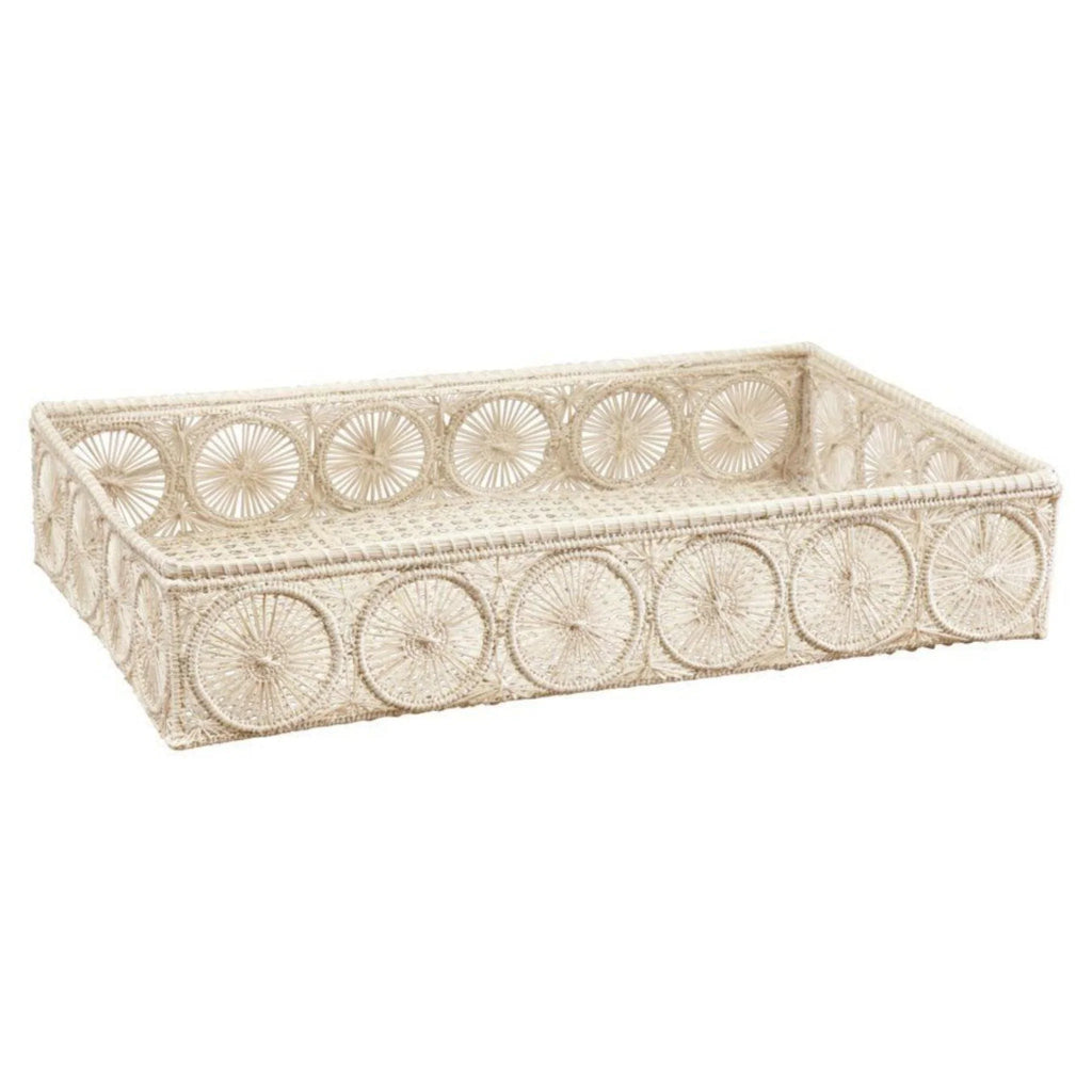 Circle Border Rectangular Wicker Tray - Decorative Trays - The Well Appointed House