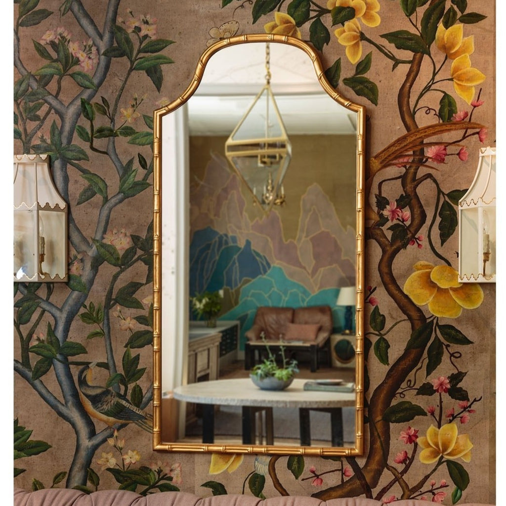 Celerie Kemble Aged Gold Leaf Bamboo Mirror - Wall Mirrors - The Well Appointed House
