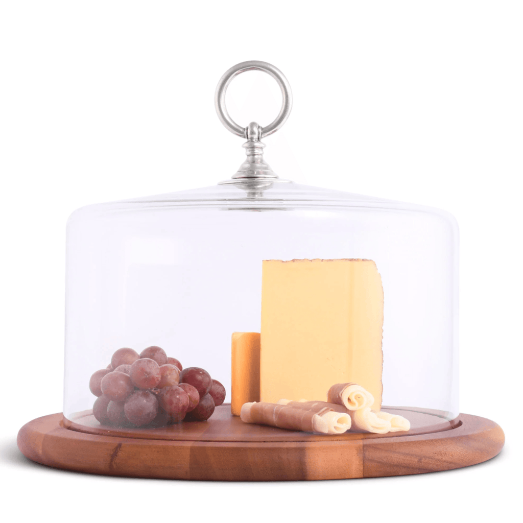 Classic Pewter Ring Glass Covered Cheese Wood Board, Available in Two Sizes - Cutting & Cheese Boards - The Well Appointed House