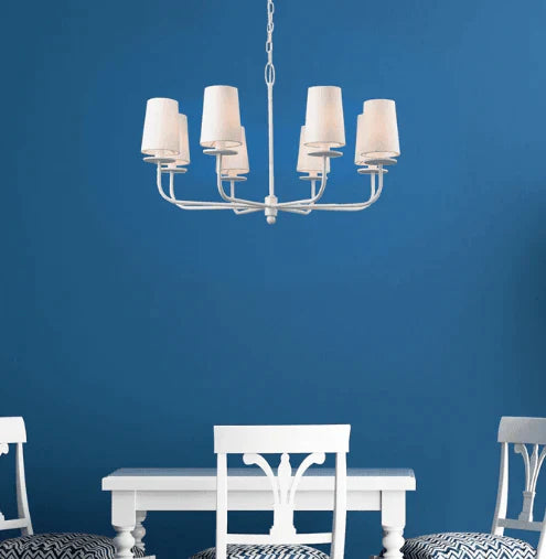 Classic White Eight Light Chandelier With Tapered Shades - Chandeliers & Pendants - The Well Appointed House