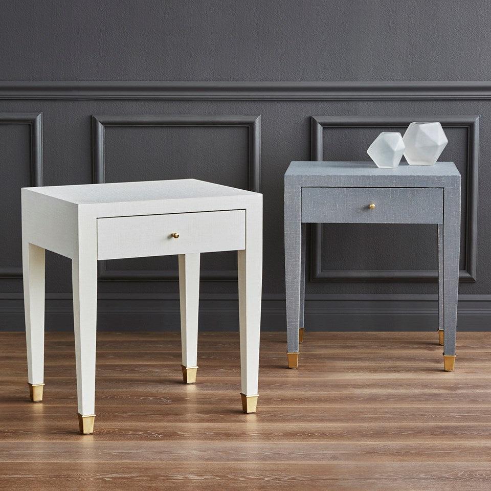 Claudette 1-Drawer Side Table in Cream with Brass Hardware - Side & Accent Tables - The Well Appointed House