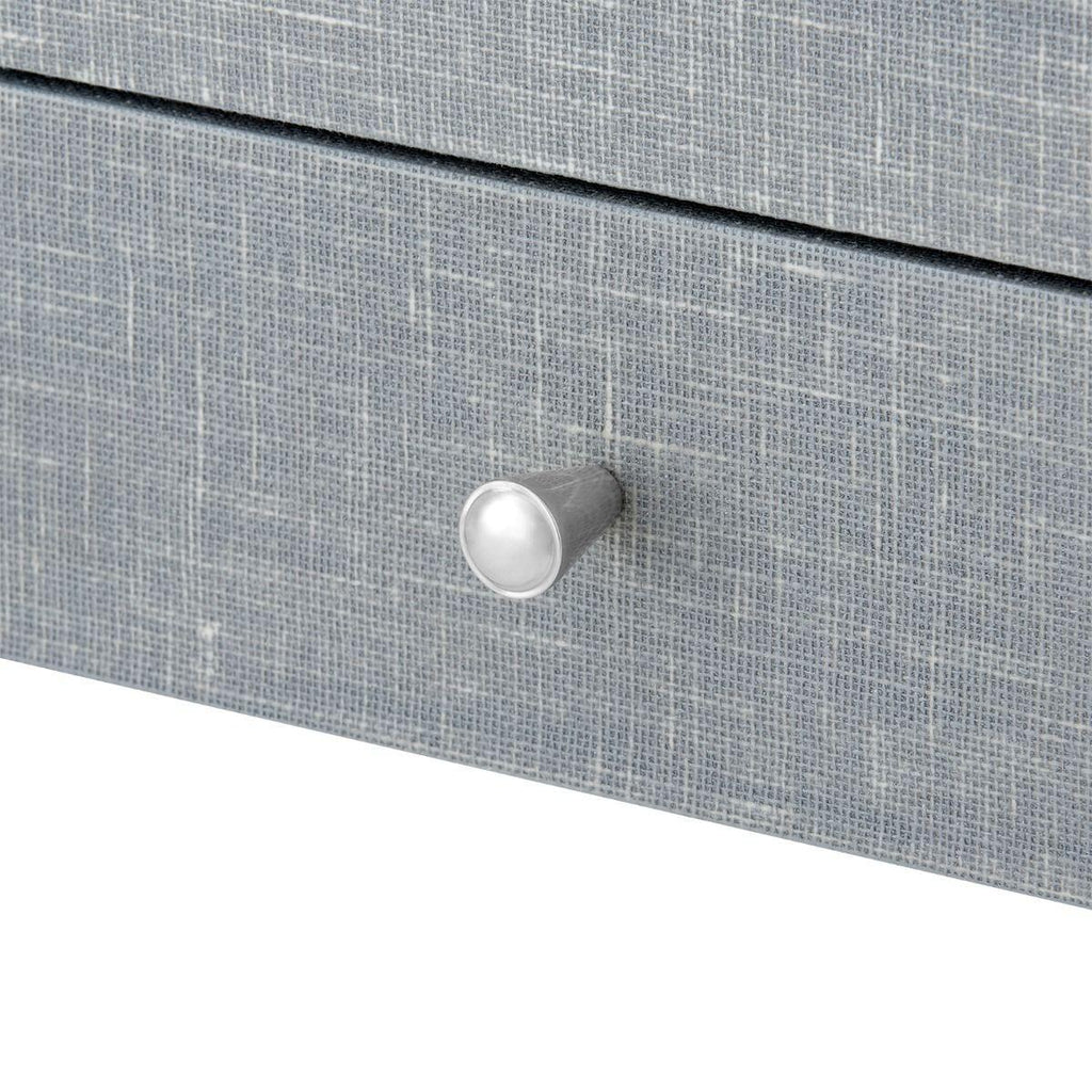 Claudette Desk in Winter Wash Gray Lacquered Linen with Nickel Hardware - Desks & Desk Chairs - The Well Appointed House