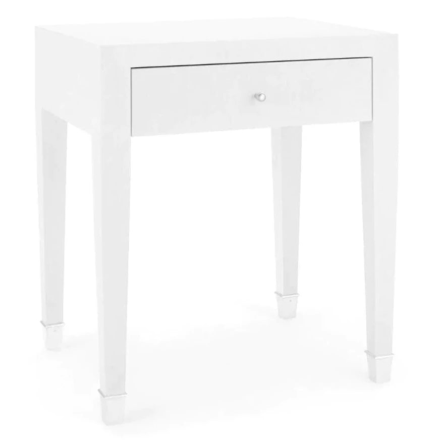 Claudette One Drawer Side Table in Cream with Nickel Hardware - Side & Accent Tables - The Well Appointed House
