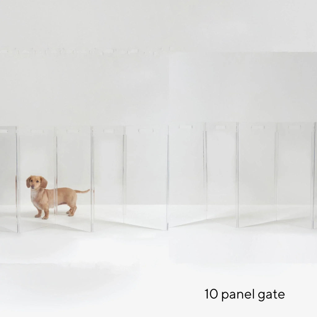 Clear Freestanding Zig Zag 10 Panel Pet Gate - Pet Accessories - The Well Appointed House