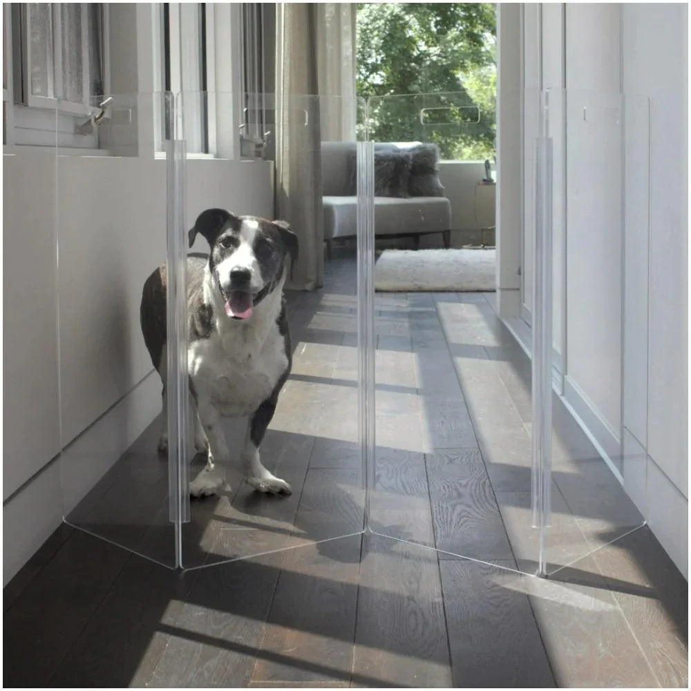 Clear Freestanding Zig Zag 4 Panel Pet Gate - Pet Accessories - The Well Appointed House