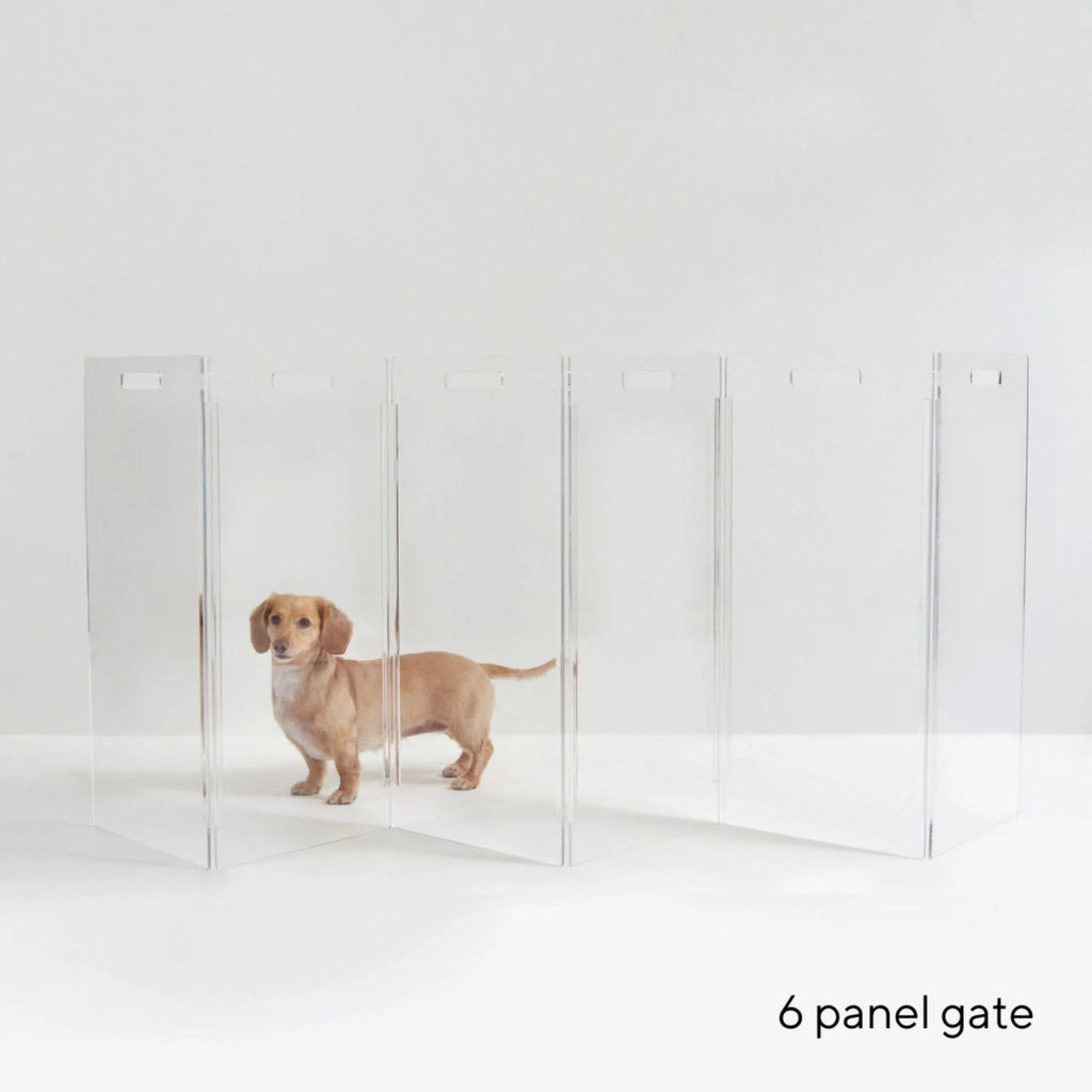 Clear Freestanding Zig Zag 6 Panel Pet Gate - Pet Accessories - The Well Appointed House