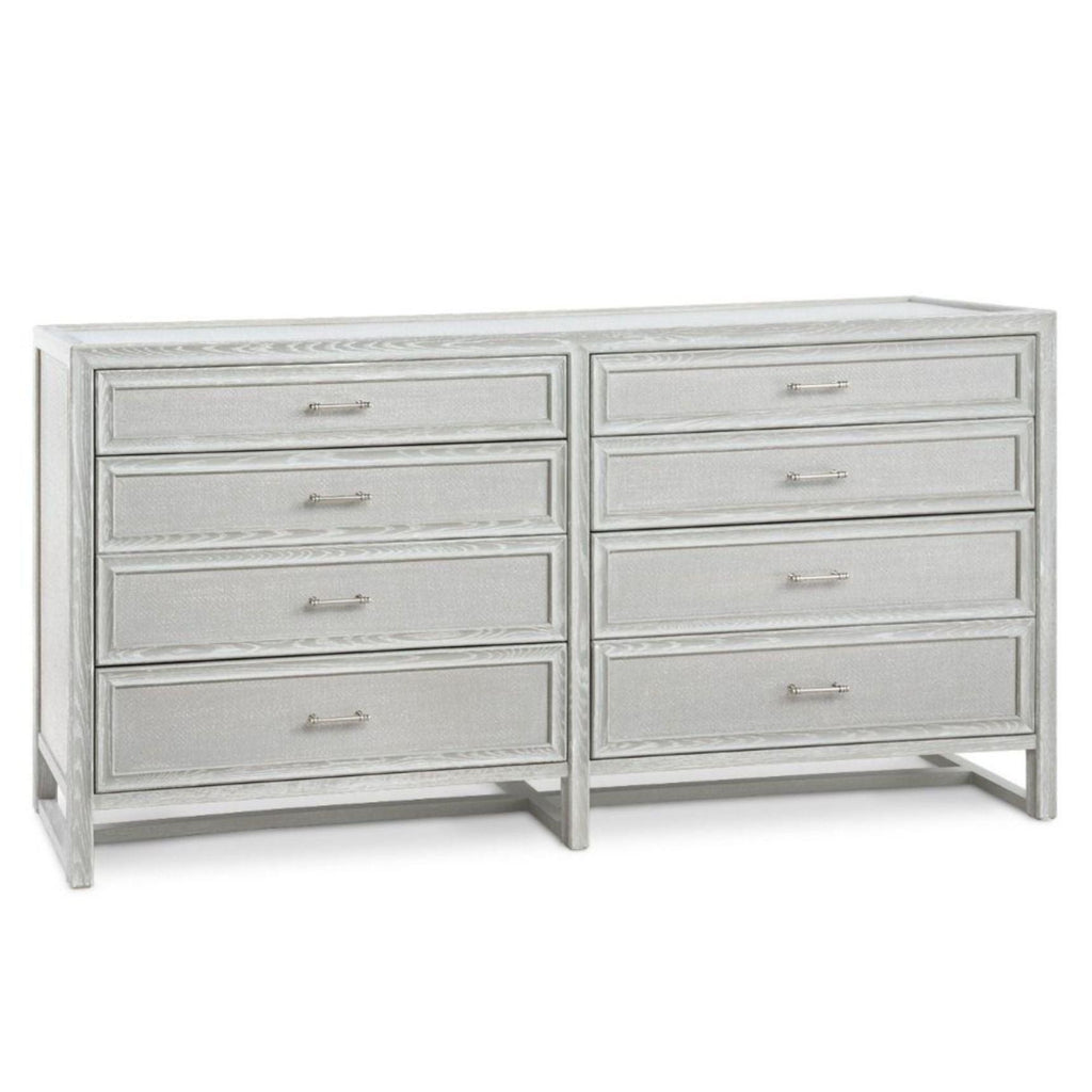 Clear Lacquered Soft Gray Vivian Eight Drawer Dresser - Dressers & Armoires - The Well Appointed House