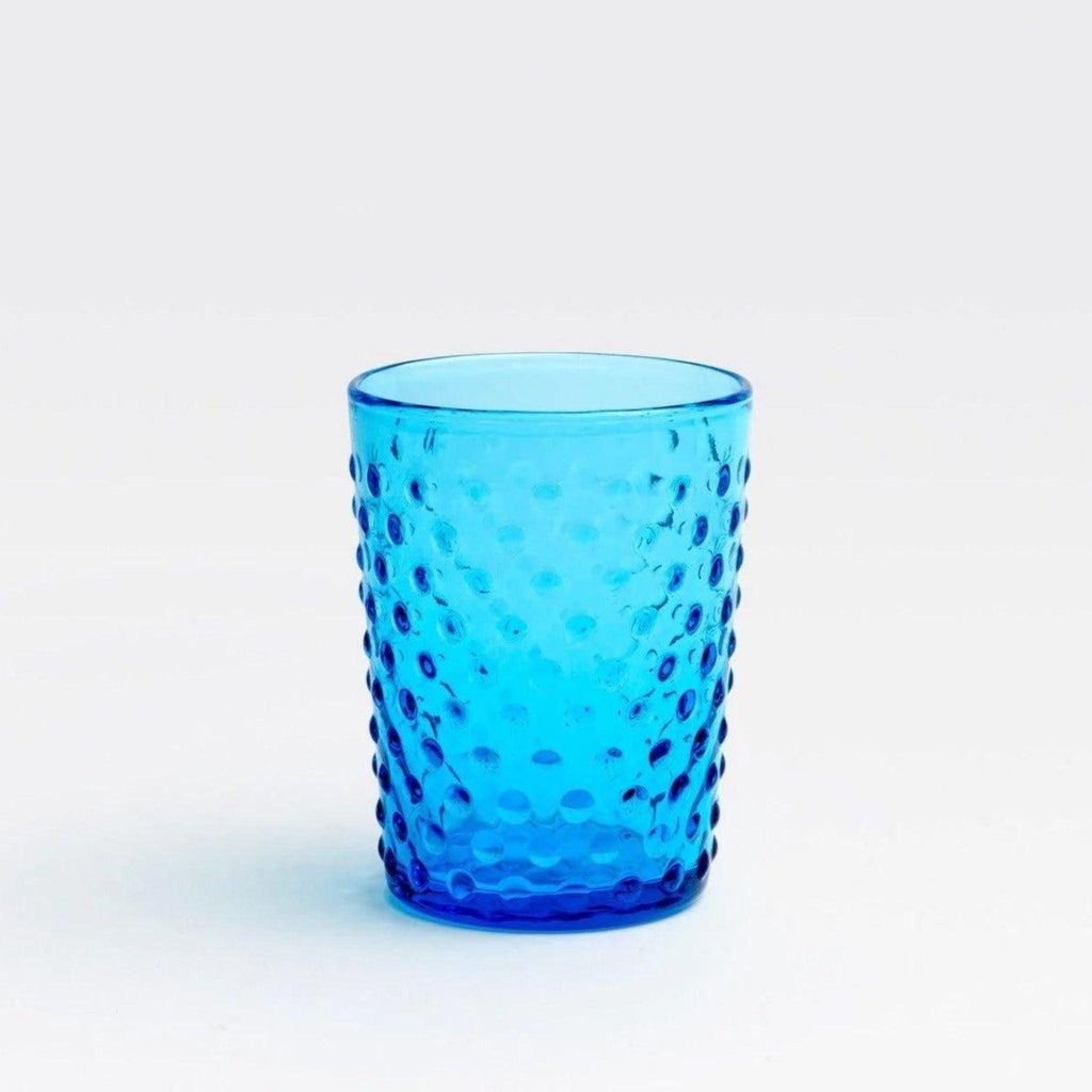 Clear Raised Dot Surface Hand Blown Glasses in True Blue - Drinkware - The Well Appointed House