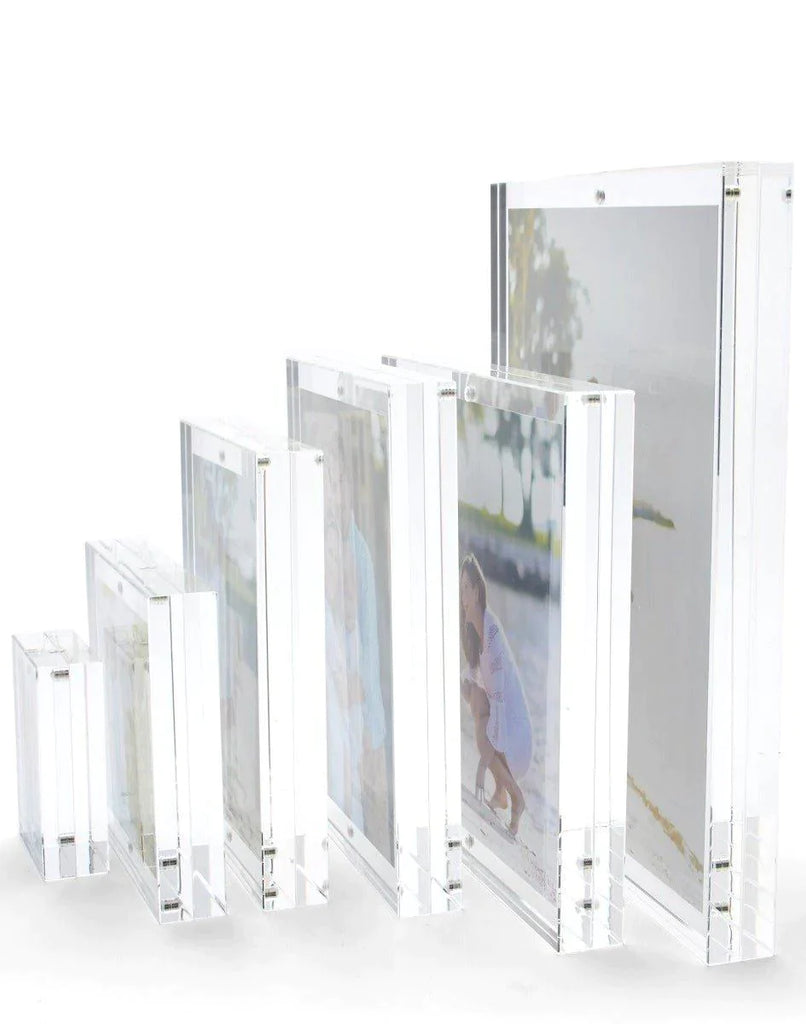 Clear Thick Block Double Sided Frame for 4 x 6 Photos - Picture Frames - The Well Appointed House