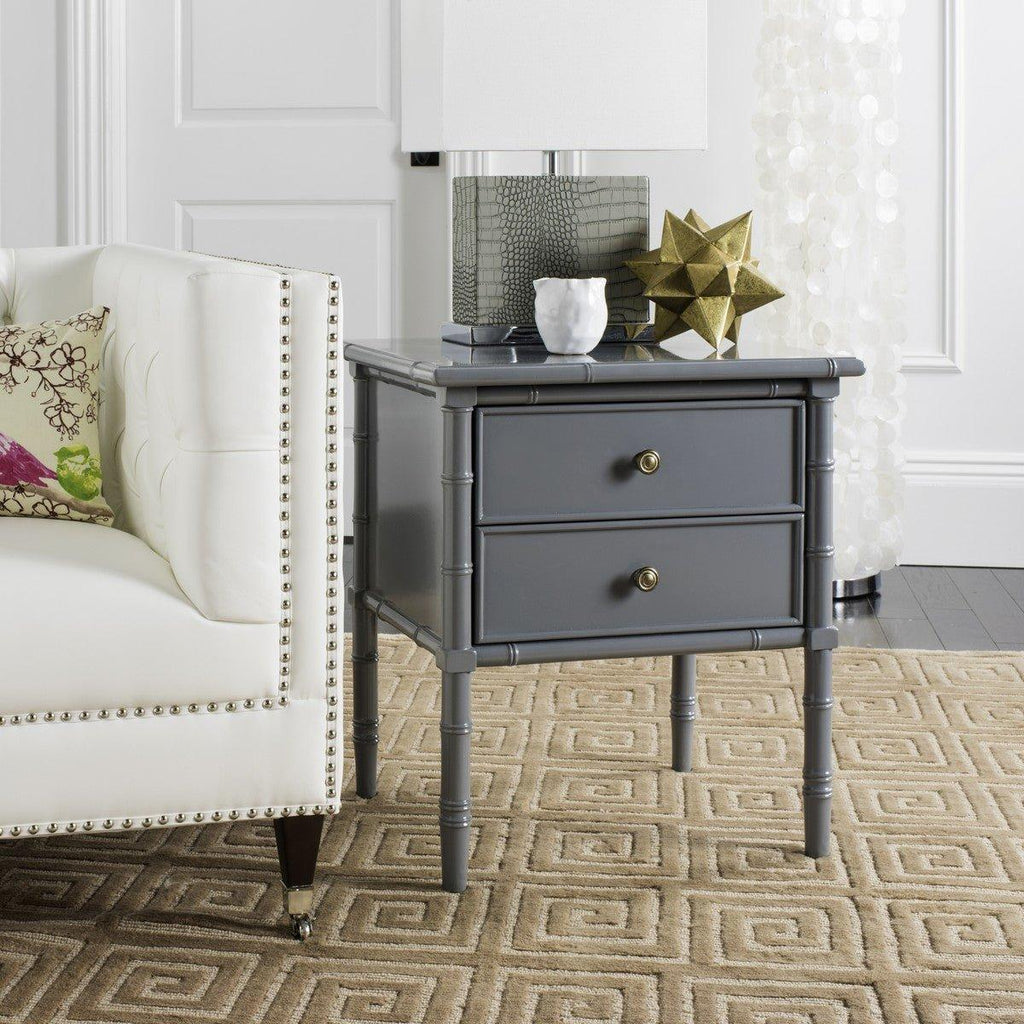Coastal Bamboo Two Drawer Nightstand in Grey - Nightstands & Chests - The Well Appointed House