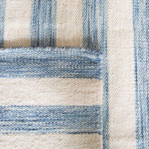 Coastal Blue & Ivory Striped Hand Loomed Area Rug - Rugs - The Well Appointed House