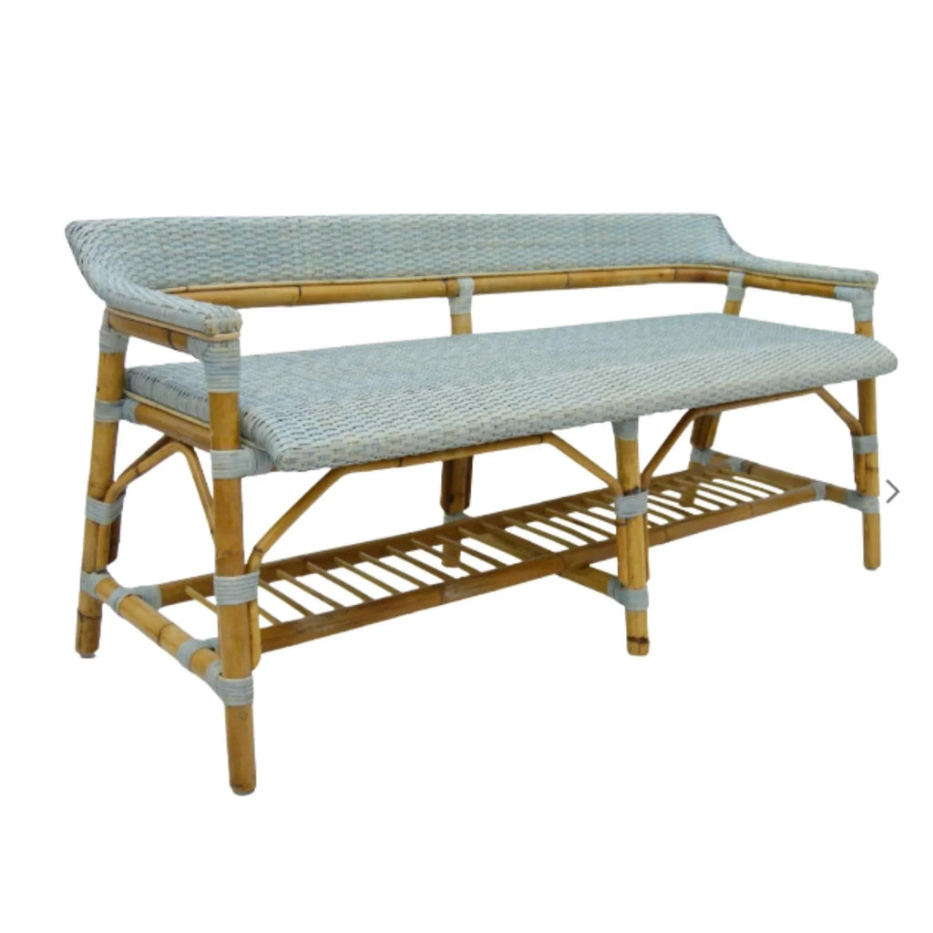 Coastal Blue Woven Bench - Ottomans, Benches & Stools - The Well Appointed House