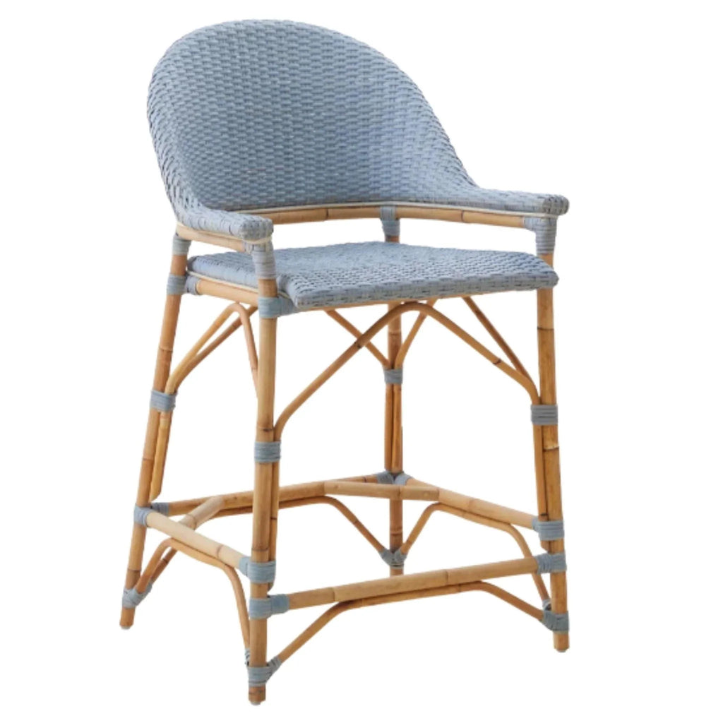 Coastal Blue Woven Counter Stool - Bar & Counter Stools - The Well Appointed House