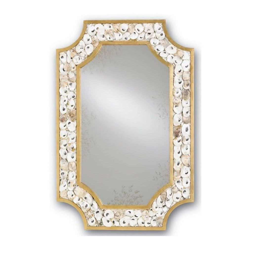Coastal Rectangular Mirror with Scalloped Oyster-Shell Frame - Wall Mirrors - The Well Appointed House