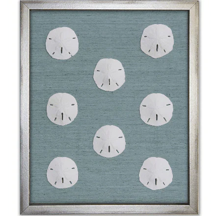 Coastal Sand Dollars on Silk Nautical Beach Framed Wall Art - Available in a Variety of Colors - Framed Objects, Maps & Posters - The Well Appointed House